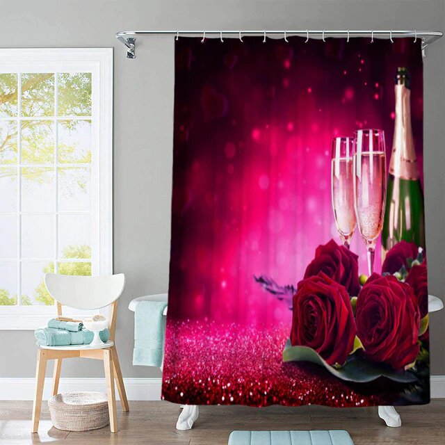 3D růžový sprchový závěs Zen růže