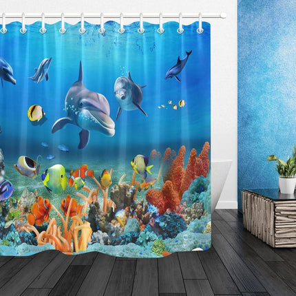 Sprchový závěs s mořskými živočichy delfíny