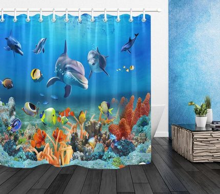 Sprchový závěs s mořskými živočichy delfíny