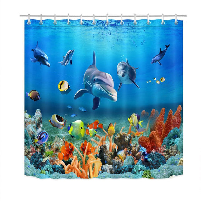 Sprchový závěs s mořskými živočichy delfíny