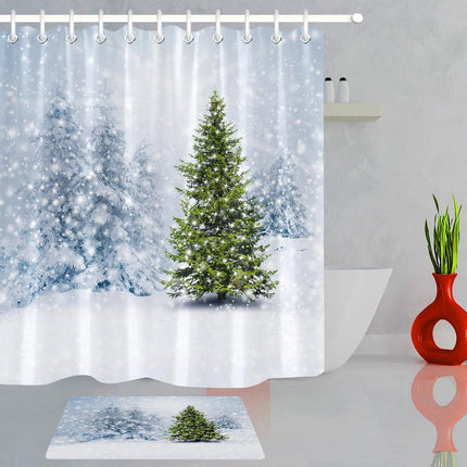Sprchový závěs se zasněženým lesem