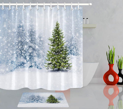 Sprchový závěs se zasněženým lesem