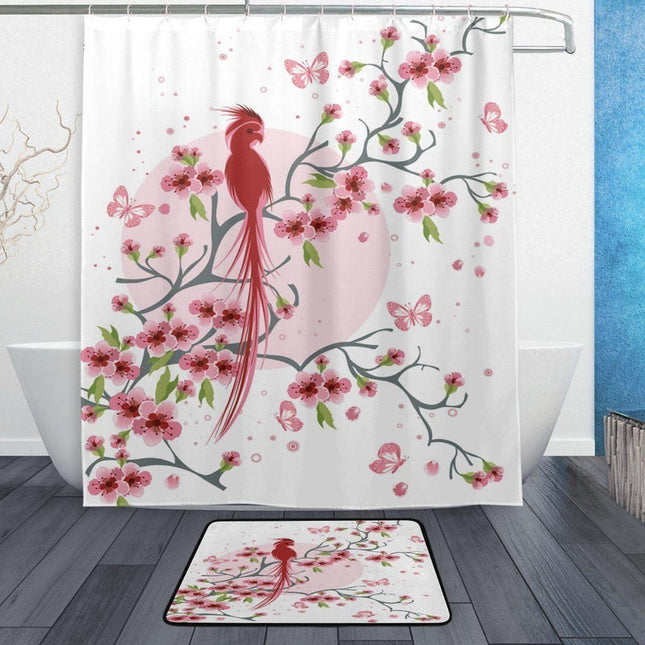 Sprchový závěs v asijském stylu květiny