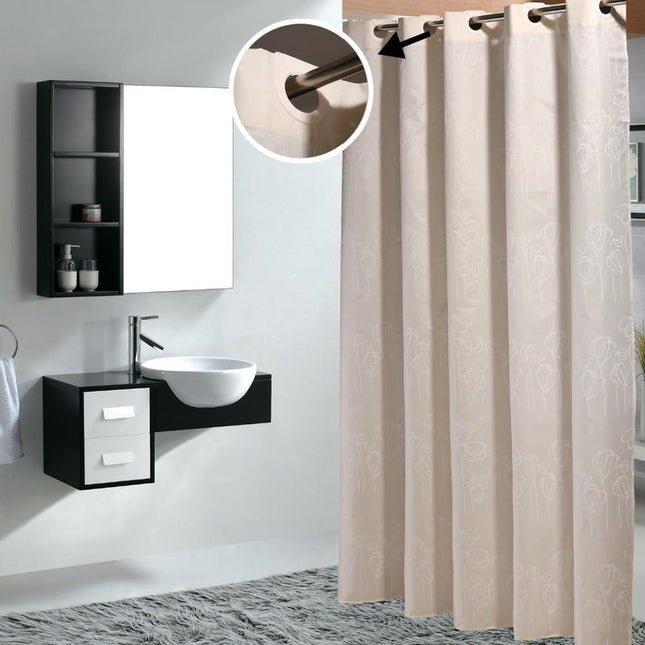 Světle béžový sprchový závěs s očky