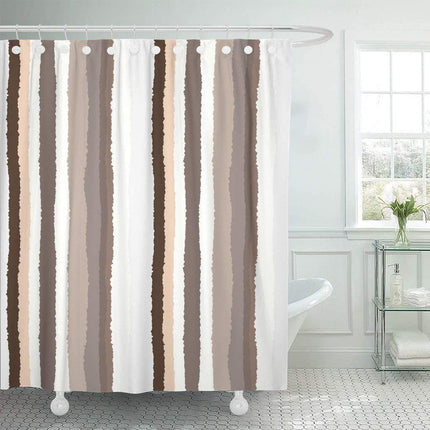 Béžovo-bílý pruhovaný sprchový závěs