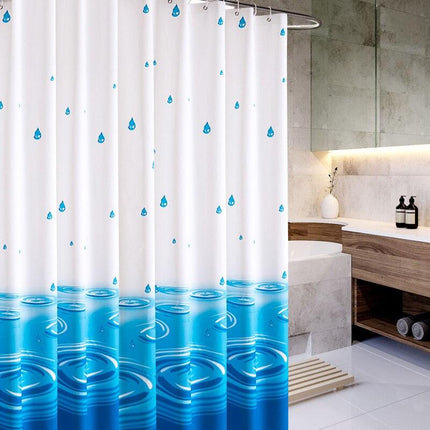 Bílo-modrý závěs s kapkami vody