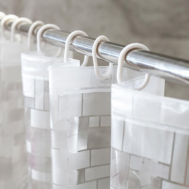 Průsvitný sprchový závěs se čtvercovým vzorem