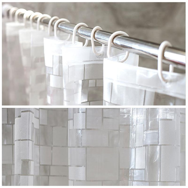 Průsvitný sprchový závěs se čtvercovým vzorem