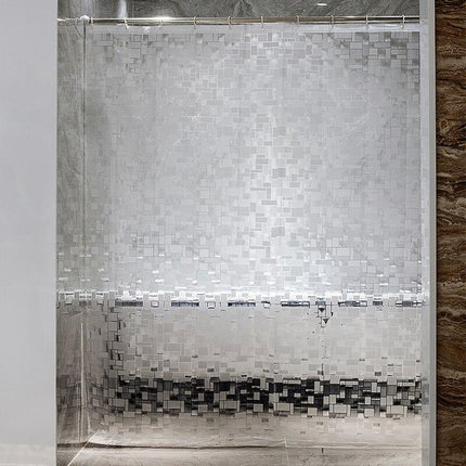 Průsvitný sprchový závěs se čtvercovým vzorem