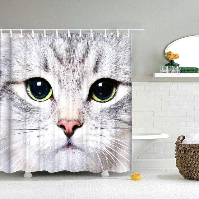 Sprchový závěs s bílou kočkou