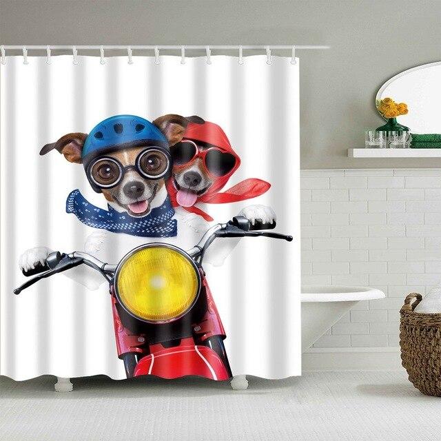 Sprchový závěs vtipní psi na motorce