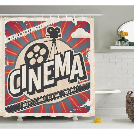 Retro sprchový závěs s motivem kina