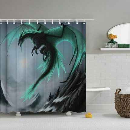 Sprchový závěs s fantasy zeleným drakem