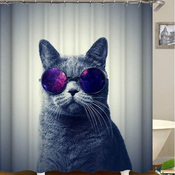 Vtipný sprchový závěs s kočkou