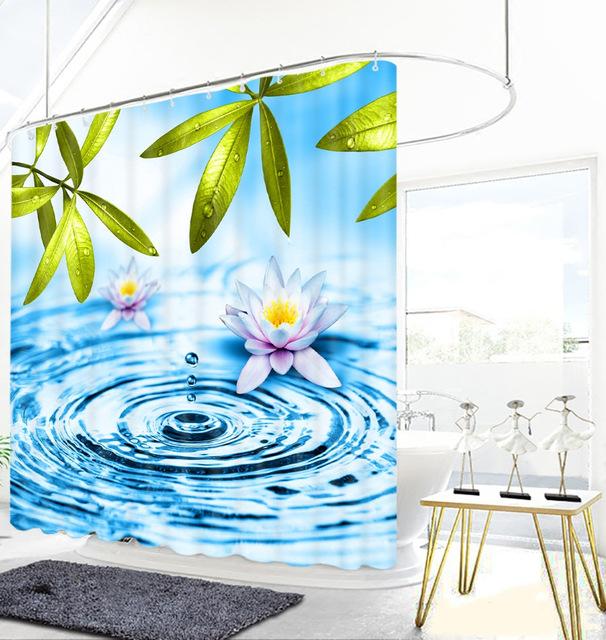 Sprchový závěs s kapkou vody a leknínem