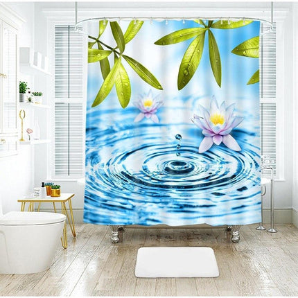 Sprchový závěs s kapkou vody a leknínem