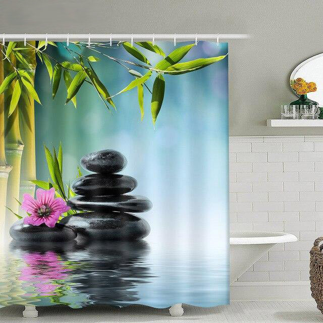 Sprchový závěs s motivem zenové zahrady