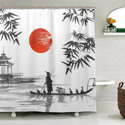 Sprchový závěs s japonským motivem tuše