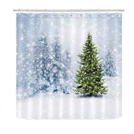 Zimní sprchový závěs se zasněženými stromy
