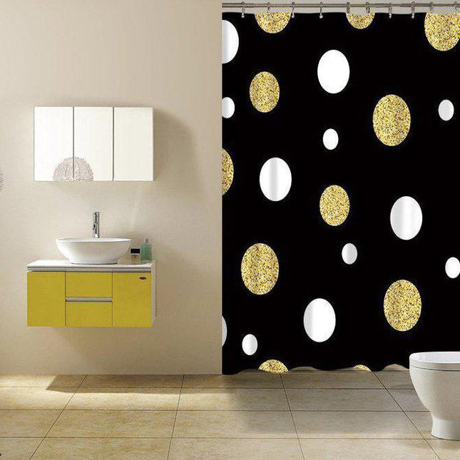 Černý sprchový závěs se třpytivými puntíky