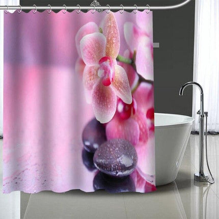 Světle fialový sprchový závěs s orchidejí