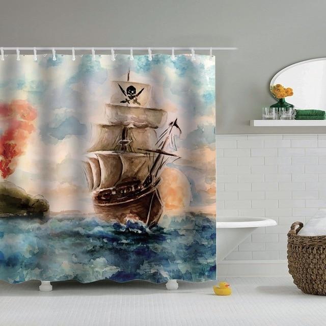 Sprchový závěs s malbou pirátské lodi